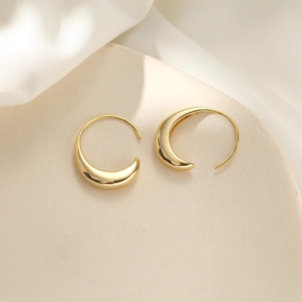 *NEW 925 Sterling Silver C Shape Hoop Earrings - Picture 6 of 11